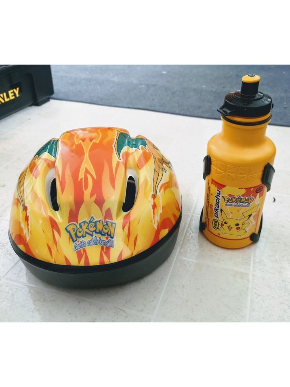 VINTAGE RARE 1999 Pokemon Bike Helmet + Water Bottle + Holder Charizard Pikachu